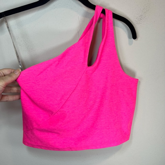 Beyond Yoga Spacedye Lost Your Mind Crop One Shoulder Tank Top Hot Pink Sz Large - Picture 2 of 15